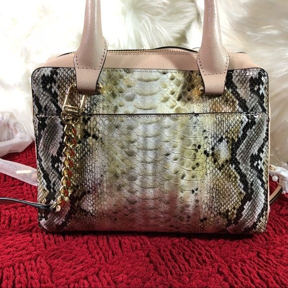 Calvin Klein Animal Print Liquid Python Multi-tone Satchel - Picture 4 of 10